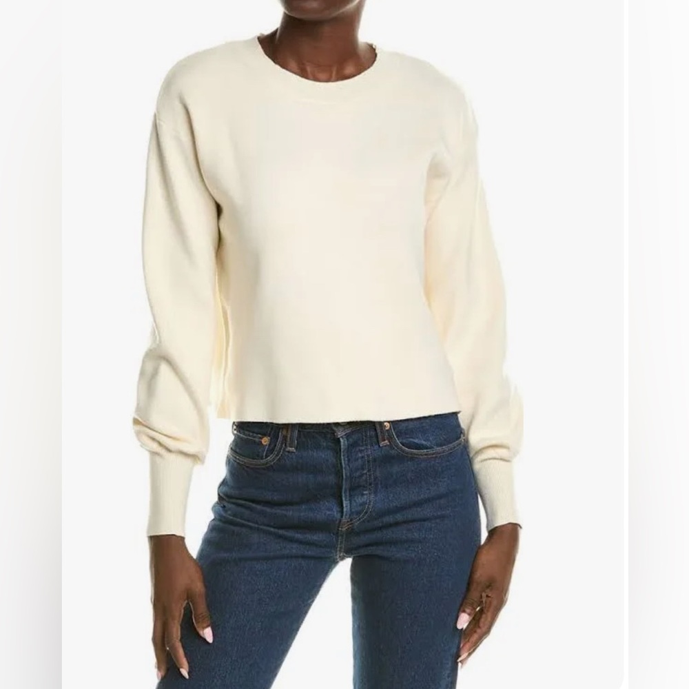 OAT New York- Puff Sleeve Sweater Woman’s Cream Crewneck Sweater Size L